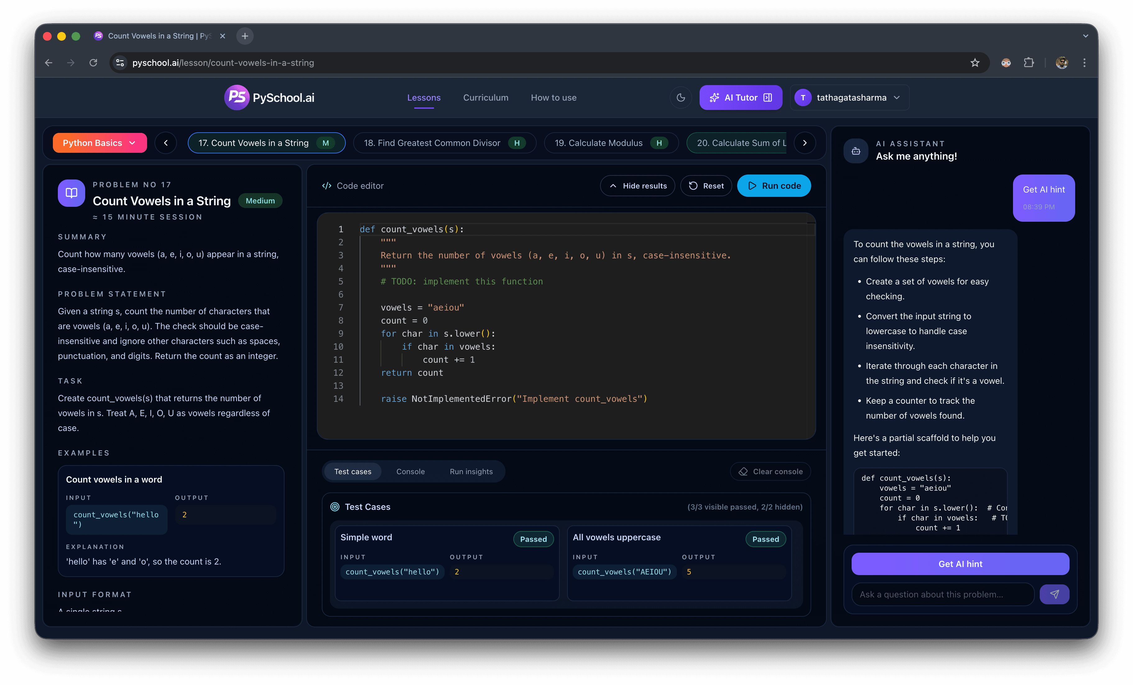 PySchool lesson workspace